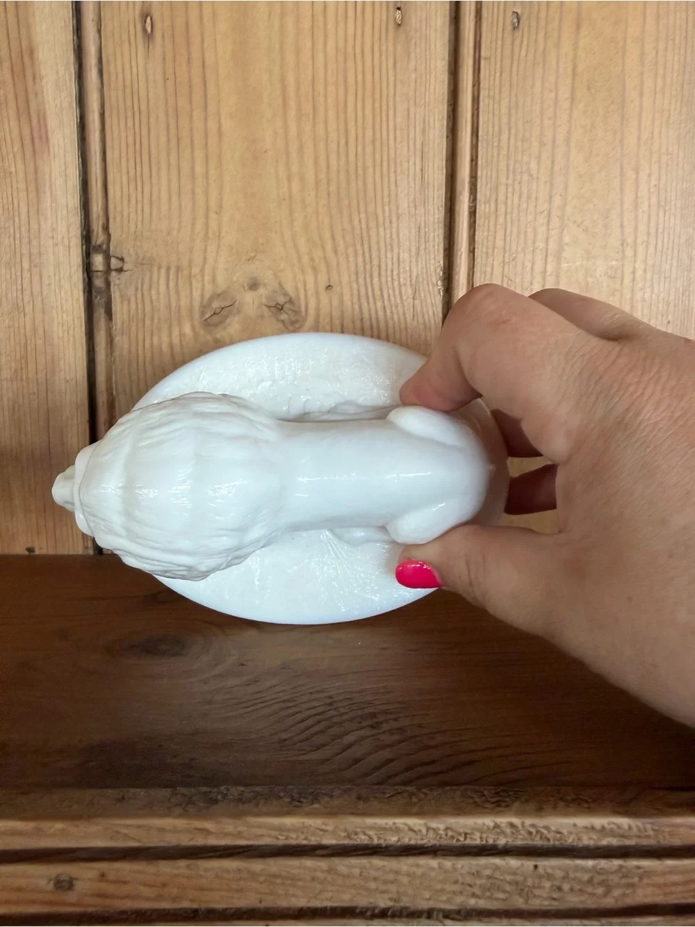 Vintage Westmoreland White Milk Glass Lion on Nest Basket Dish